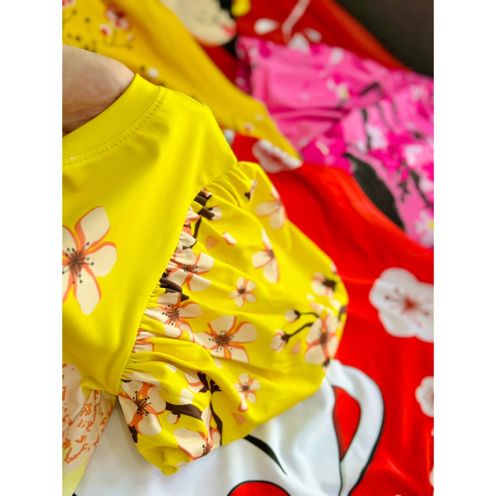 Đầm váy suông babydoll tay phồng mùa hè cho bé gái size 12-40kg chất thun lạnh mềm mát