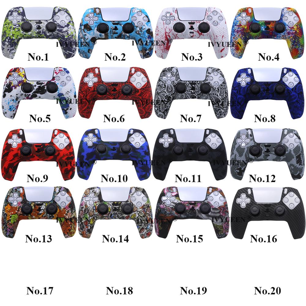 In chuyển nước chống trượt IVYUEEN Bảo vệ da cho PlayStation 5 PS5 Vỏ silicon cho tay cầm Dualsense Màu sắc: Camo đen