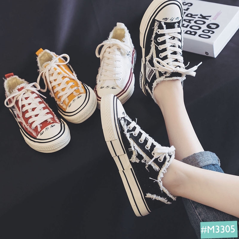 Giày Thể Thao Nữ MINSU M3305 Giày Sneaker Bata Hàn Quốc Style Rách Cho Bạn Gái Năng Động, Cá Tính Khi Đi Chơi, Đi Học