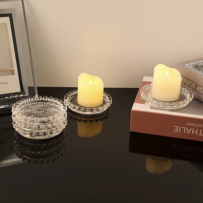Chân Nến, Ly Đựng Nến, Đĩa Nến Tròn Bằng Thủy Tinh Trong Suốt Decor Trang Trí