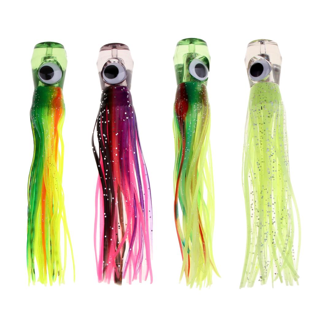 4x Soft Squid Fishing Lure Skirt Lure Trolling Lure Head Lures Fishing