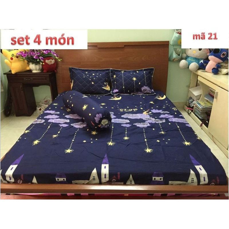 Bộ Ga Gối Cotton Poly nhiều hình 1m6x2mx10cm/ 1m8x2mx10cm