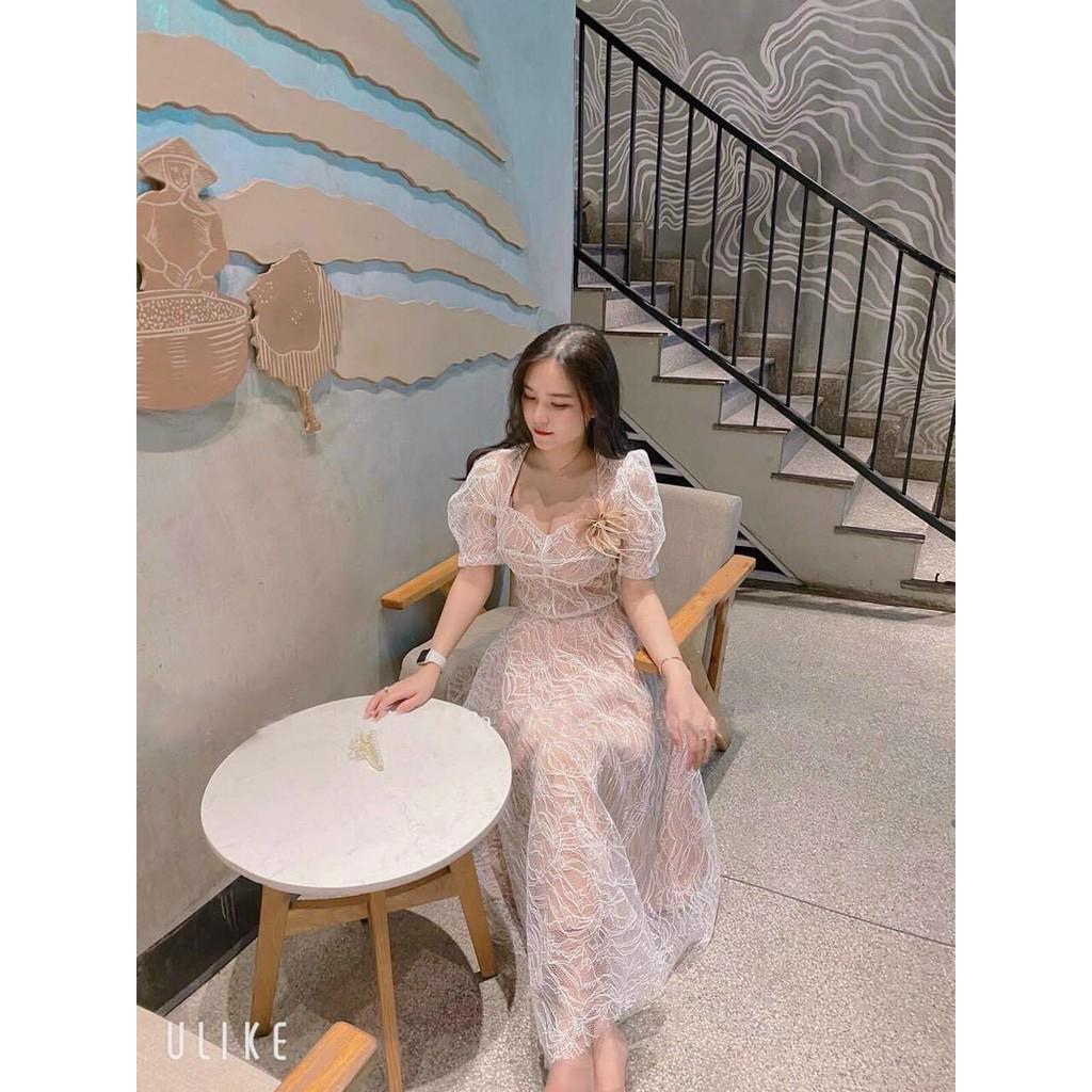 Đầm ren xoèđi chơi đi tiệc đám cưới, du lịch sang chảnh cao cấp PVC