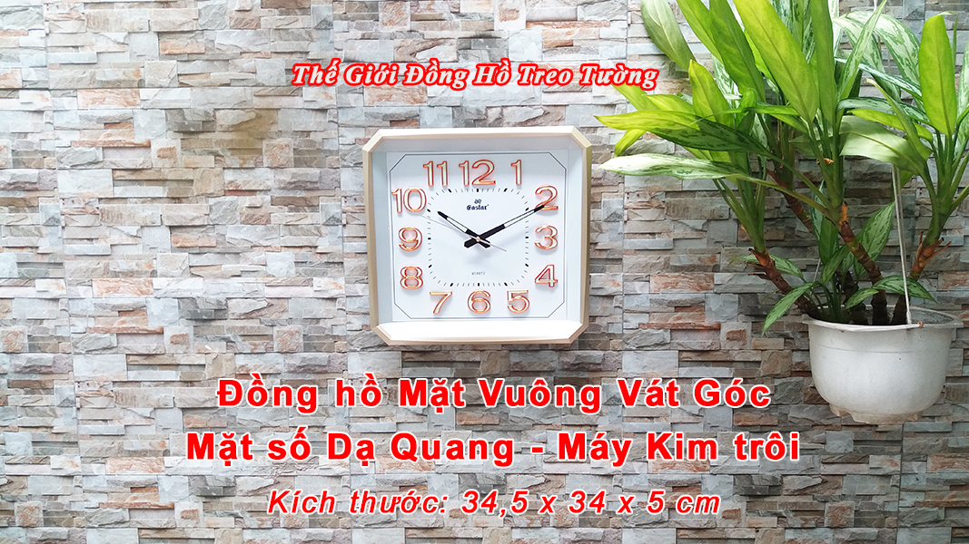 Đồng hồ Eastar Vuông vát góc, Máy kim trôi, có Dạ quang