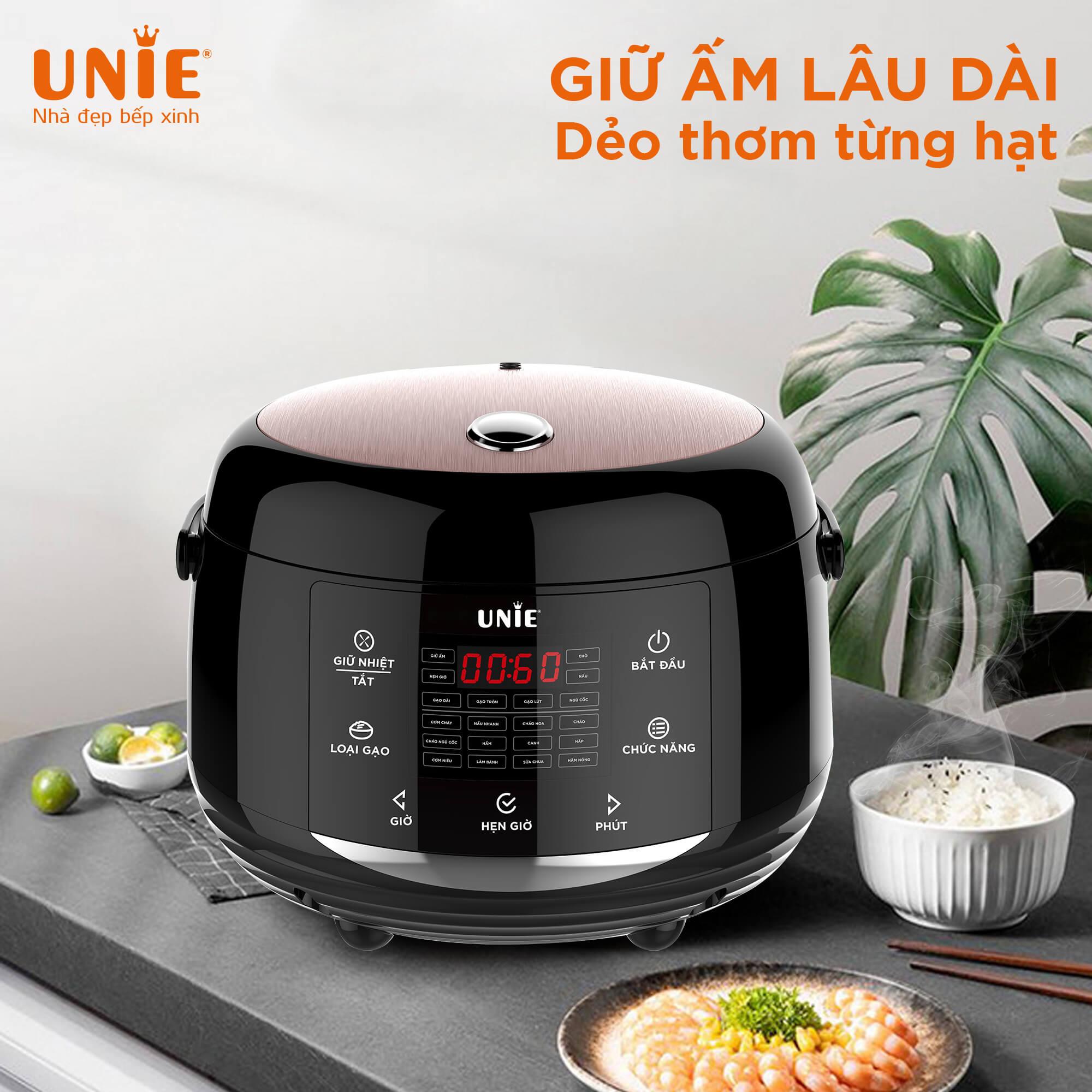 Nồi cơm điện Unie UEC1571B,công nghệ ủ nhiệt 3D giữ ấm 24h,Lòng Nồi Coating Cermic chống dính,16 chức năng nấu đa dạng,hàng chính hãng UNIE