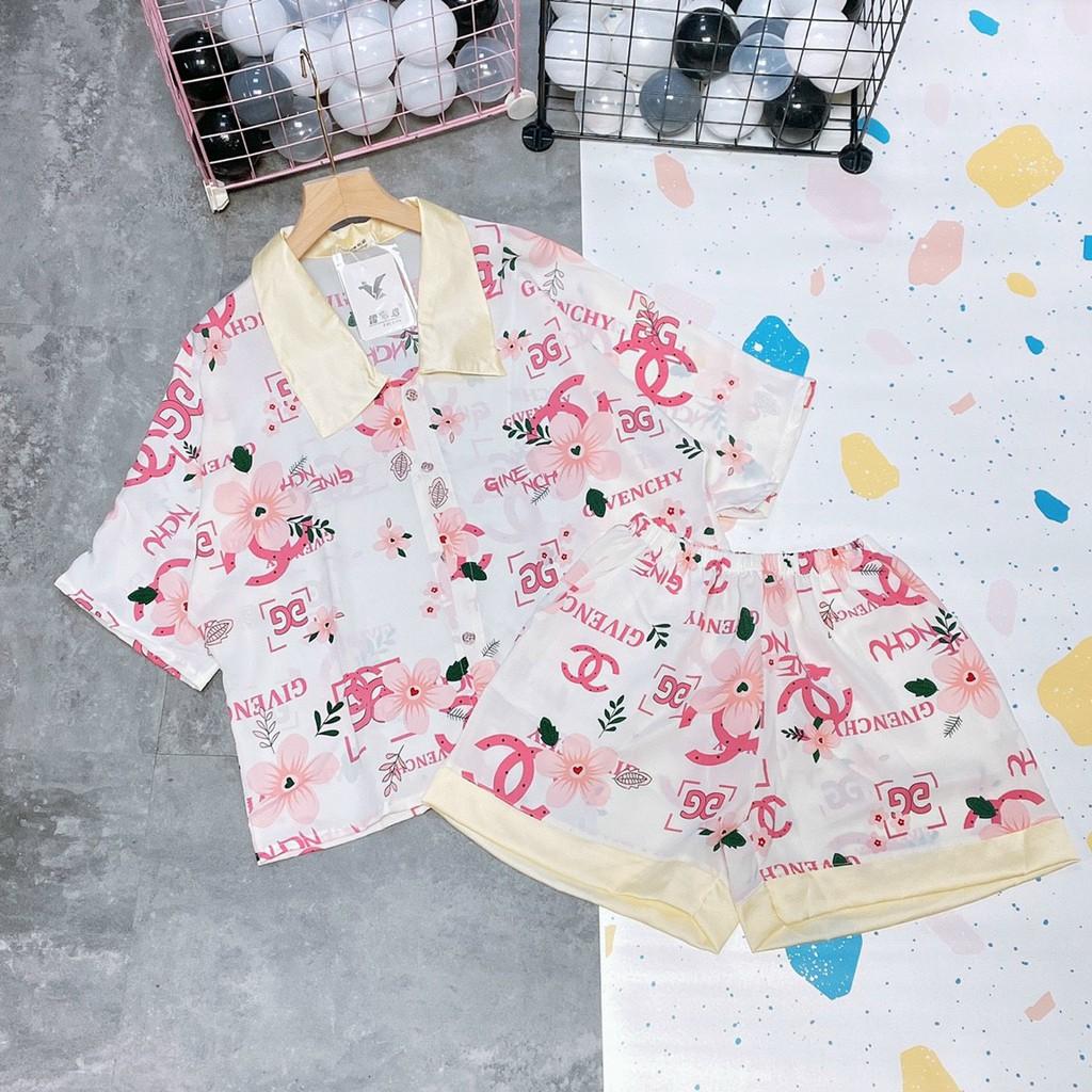 Đồ Bộ Pijama Nữ Mango - Tay Ngắn Quần Đùi Họa Tiết Sang Trọng Form Dưới 60kg Mặc Đẹp