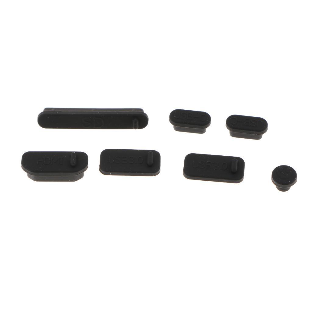 8x 7 Pieces Usb Hdmi Dustproof Audio Port Plug Cover for Pc Black