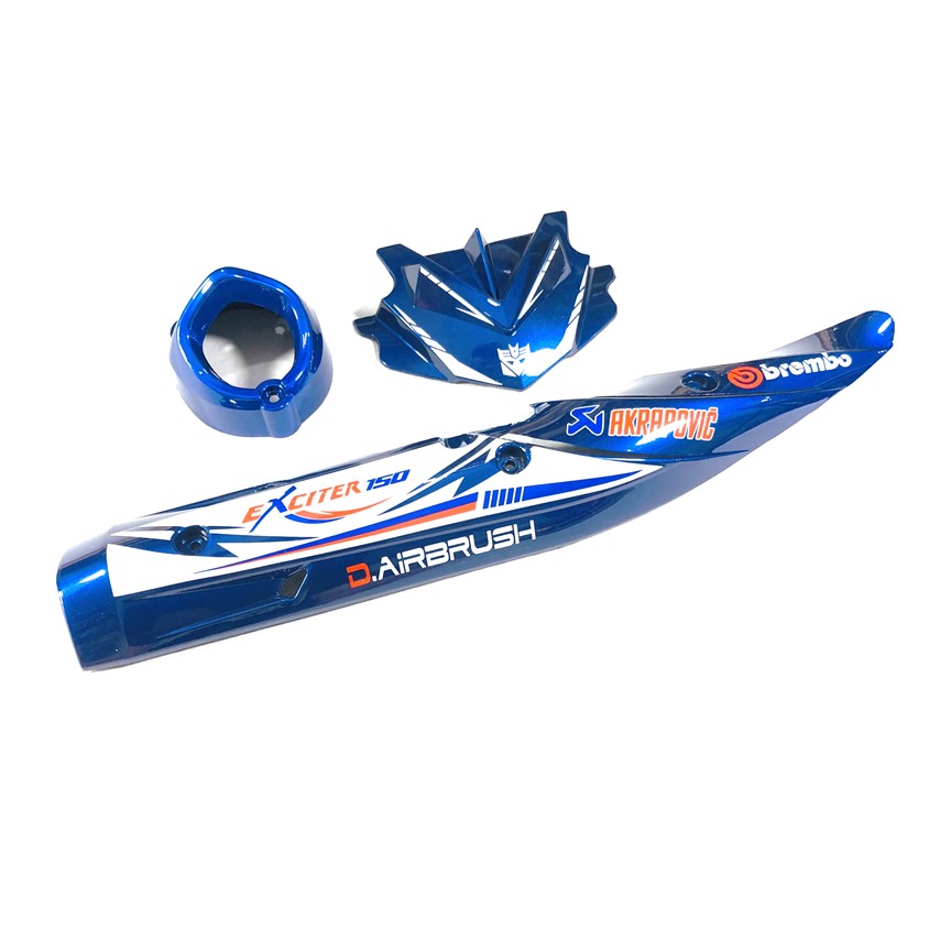 Combo ốp pô và mão sừng Exciter màu Xanh Dương