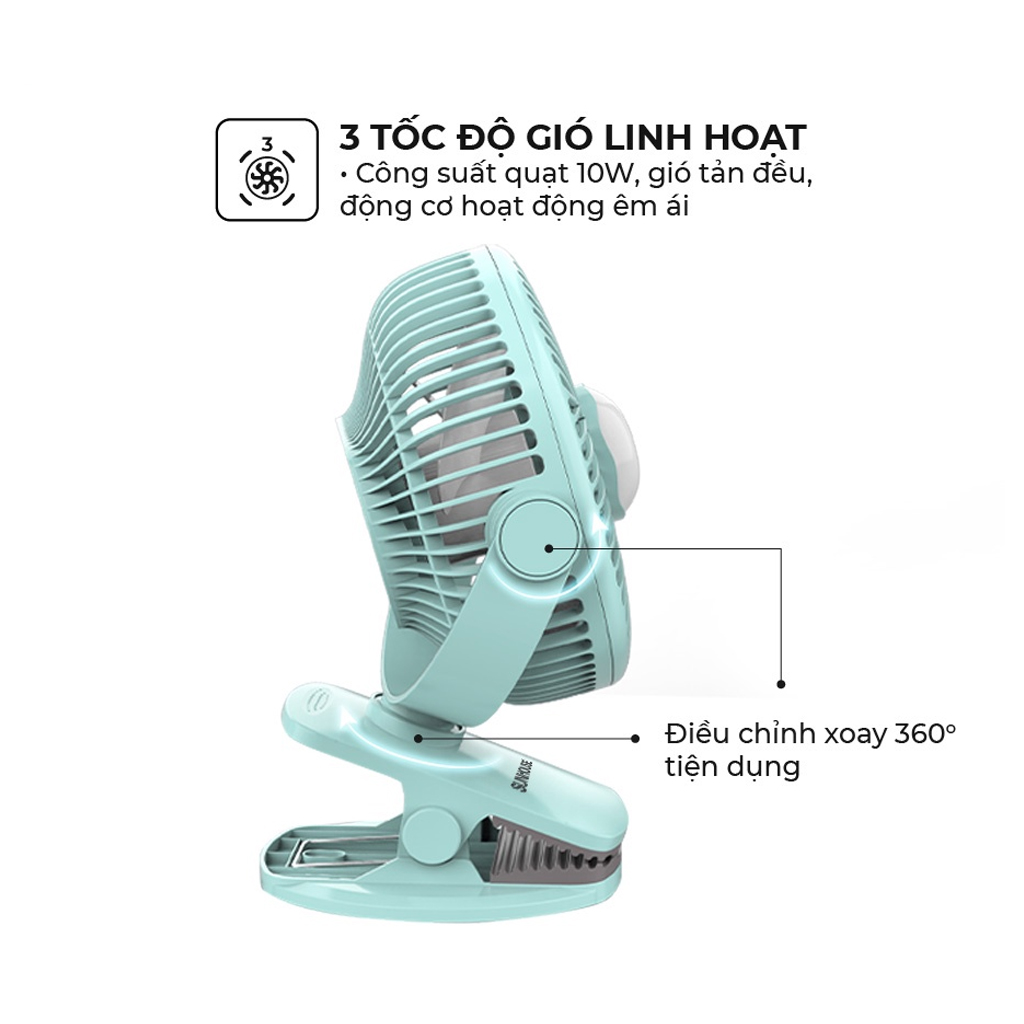 Quạt Sạc Mini Sunhouse SHD7111 Hàng Chính Hãng - Quạt Tích Điện Mini Tiện Lợi Cho Mùa Hè