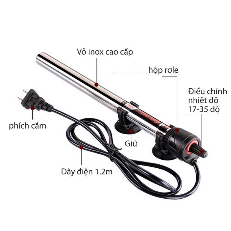 Thanh sưởi ấm bể cá cảnh 50W, 100W, 200W vỏ bằng inox 304 siêu bền