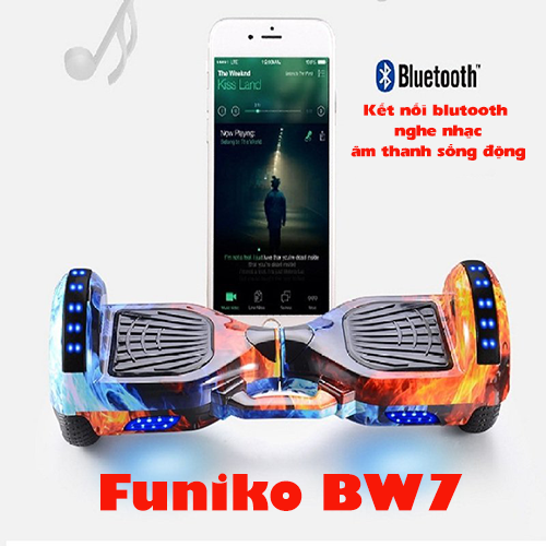 Xe điện cân bằng Funiko BW7,7 inch Xe cân bằng điện cao cấp kết nối Bluetooth,đèn Led cao cấp