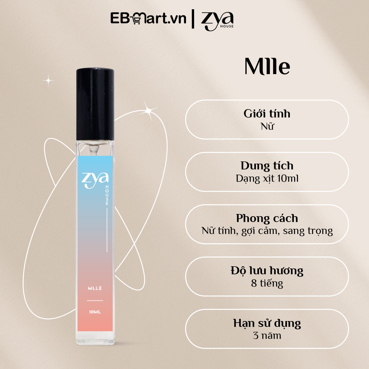 Nước hoa nữ ZYA Mlle hương cỏ | EBMart