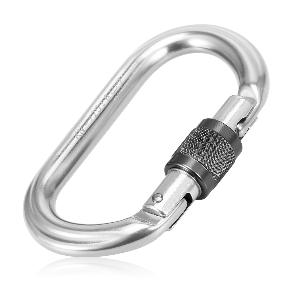 Móc khóa chịu lực leo núi 25KN bằng hợp kim nhôm siêu bền, cổng mở 0.7in