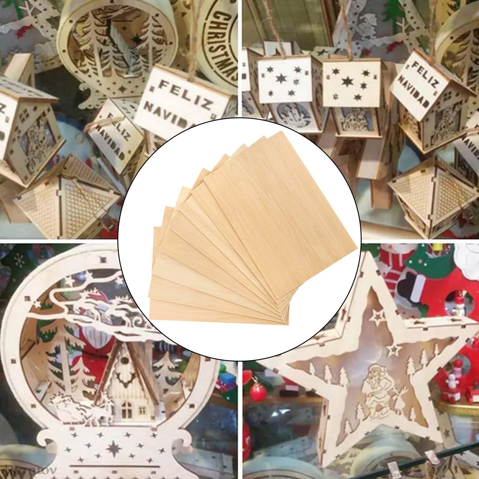 8x Unfinished Wooden Board, Wood Sheets Board, Thin Plywood Board, Wood Boards for Miniature Aircraft Mini House, DIY Project Making Plane Model