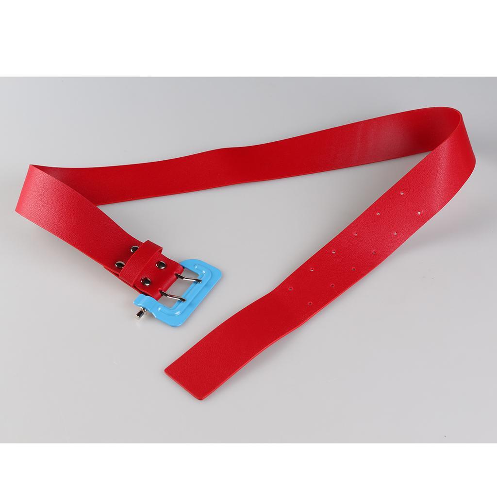 Womens Girls PU Leather Skinny Buckle Thin Elastic Stretch Waist Belt Waistband