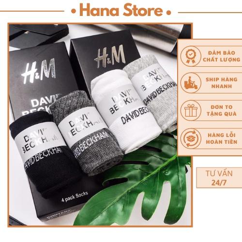 Tất nam cổ ngắn HANA hộp 4 đôi vớ cổ ngắn thể thao, bóng đá, hàng vnxk - sp 1