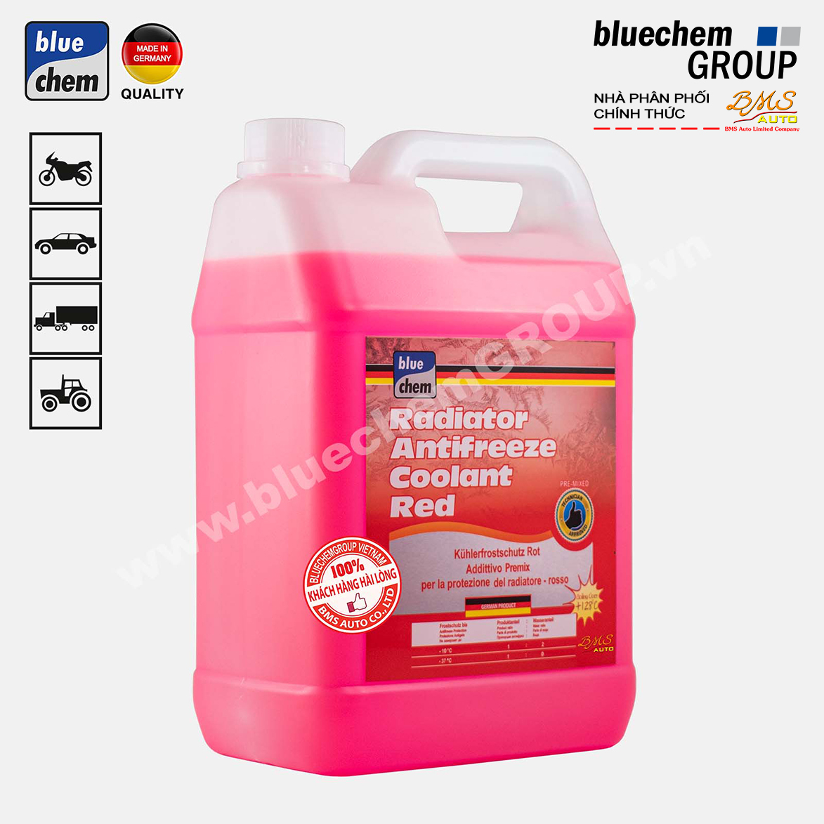 Nước Làm mát động cơ và chống đông G12 - màu Đỏ (bluechem Radiator Antifreeze Coolant Red)