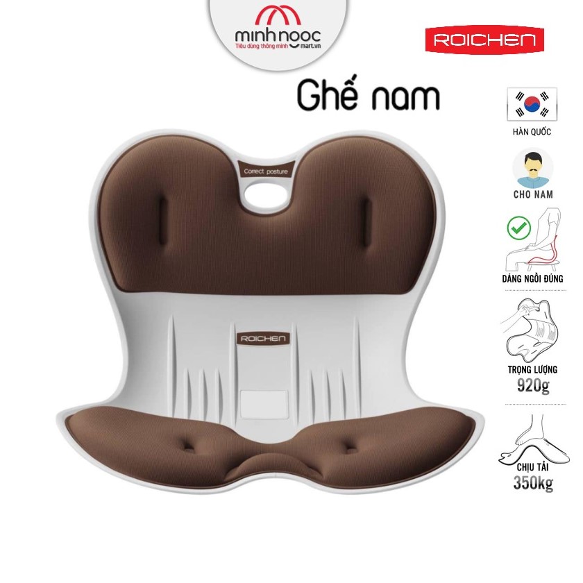 [Gia dụng Minh Ngọc] Ghế chỉnh dáng ngồi đúng - Roichen Hàn Quốc (Made in Korea). Dùng cho Nam, 5 màu lựa chọn (Đen, nâu, ghi xám, xanh Mint, xanh dương) Hàng chính hãng