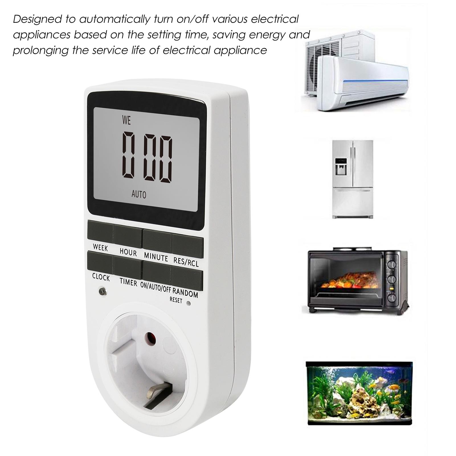 Digital Timer Switch Socket Digital Electronic Timer Switch LCD Display Plug-in Programmable Time Switch Energy Saving Intelligent Electronic Timing Socket