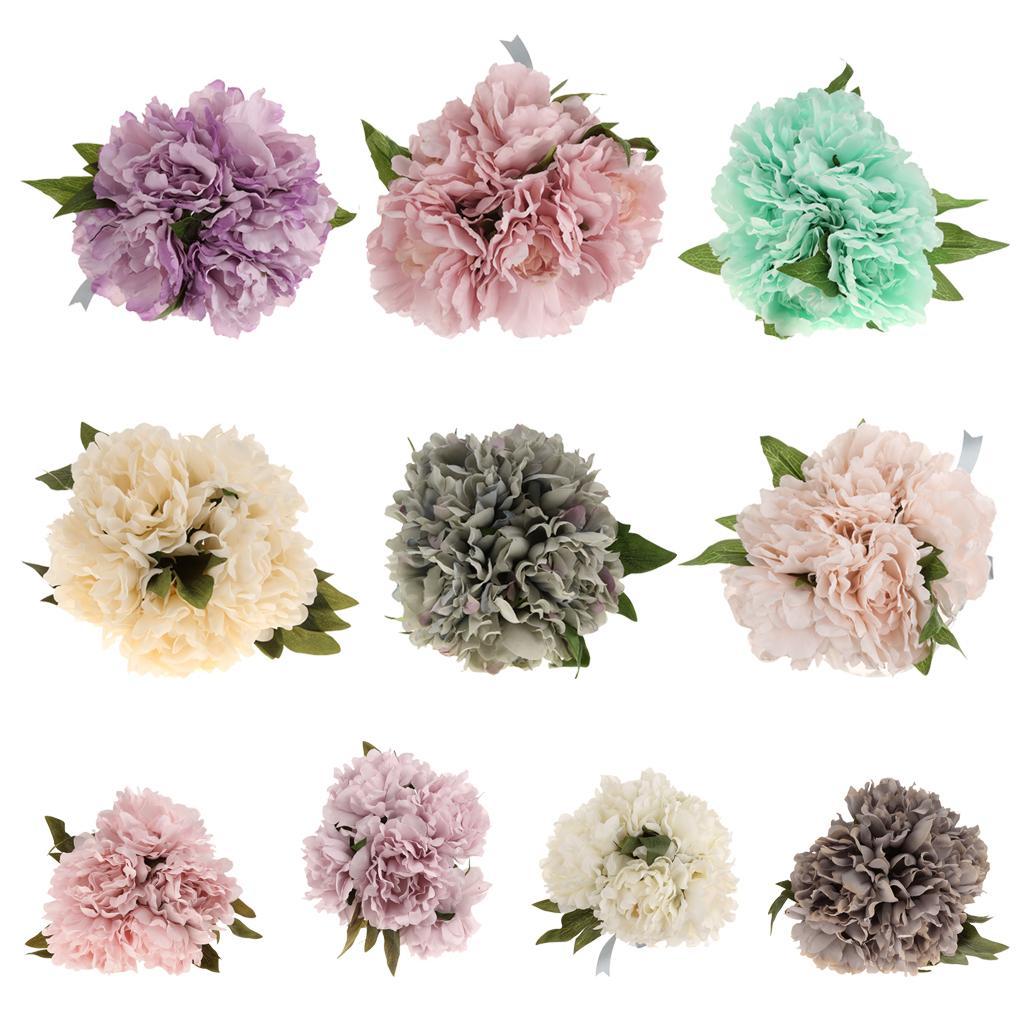 Artificial 5 Head Silk Peony Flower Bouquet Home Party Wedding Decor 10 Colo