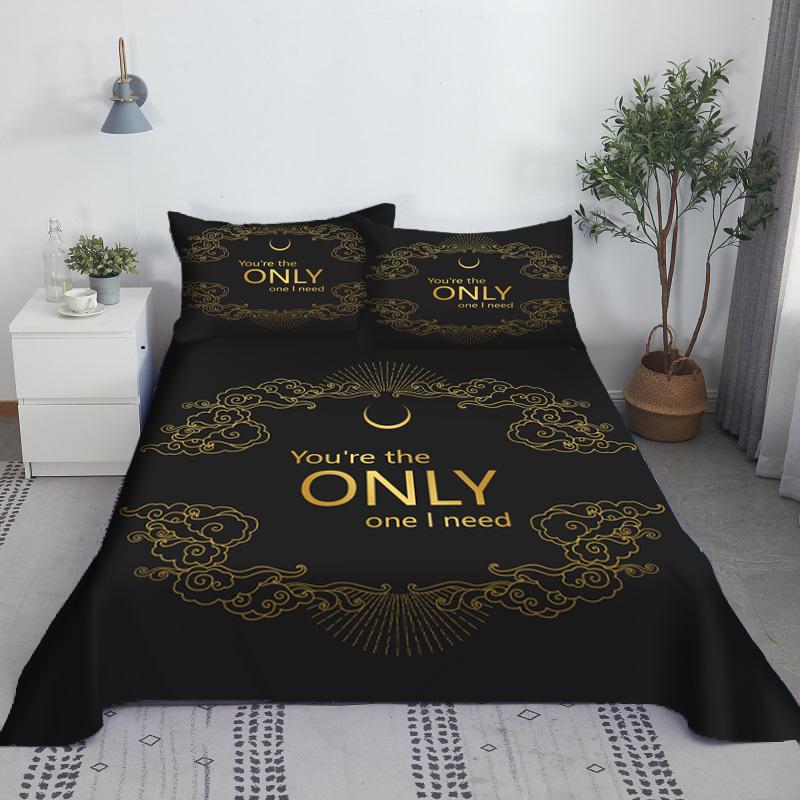 Đen Nữ Hoàng Trắng Vua Giường 2/3 Món Kỹ Thuật Số In Cho Người Lớn Polyester Giường Tấm Phẳng Với áo Gối Chăn Ga Trải Giường