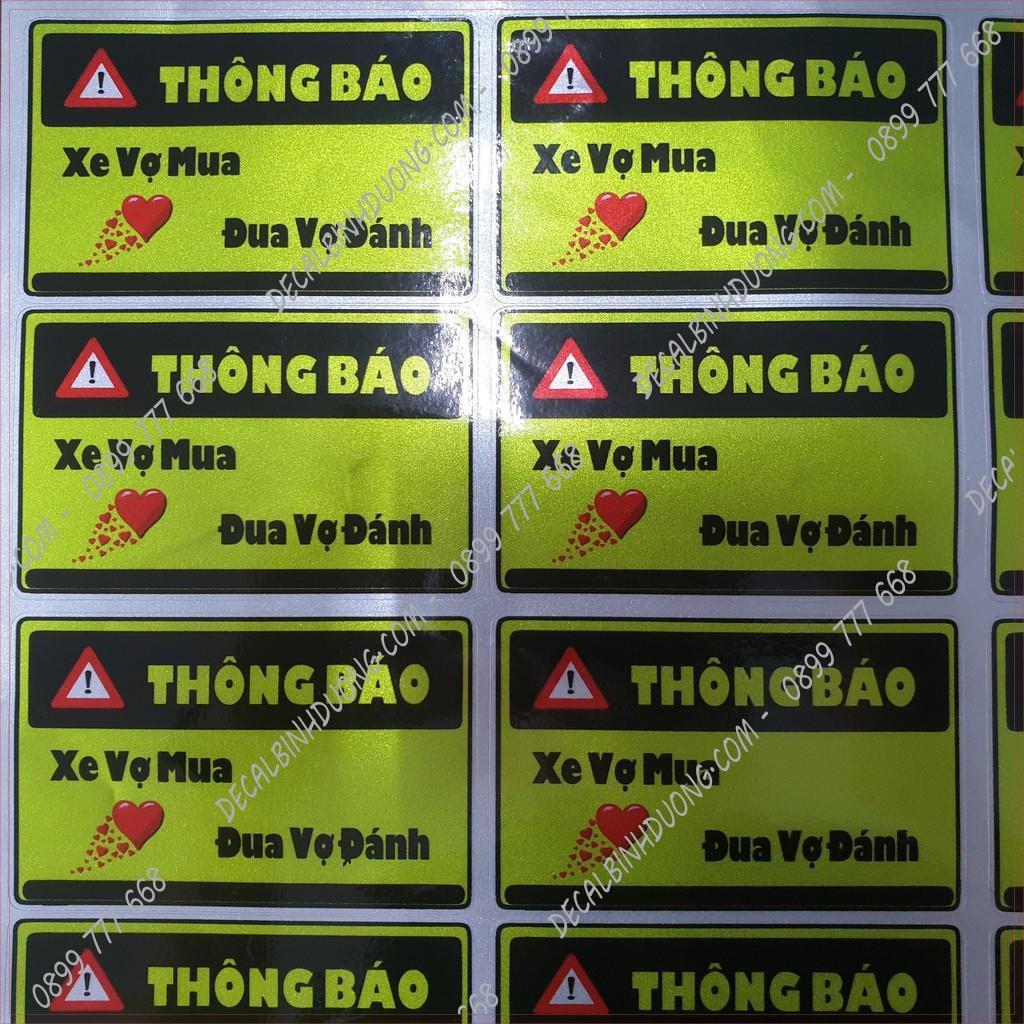 Tem Dán Xe Máy - Sticker Thông Báo In Chrome Đẹp Nhất