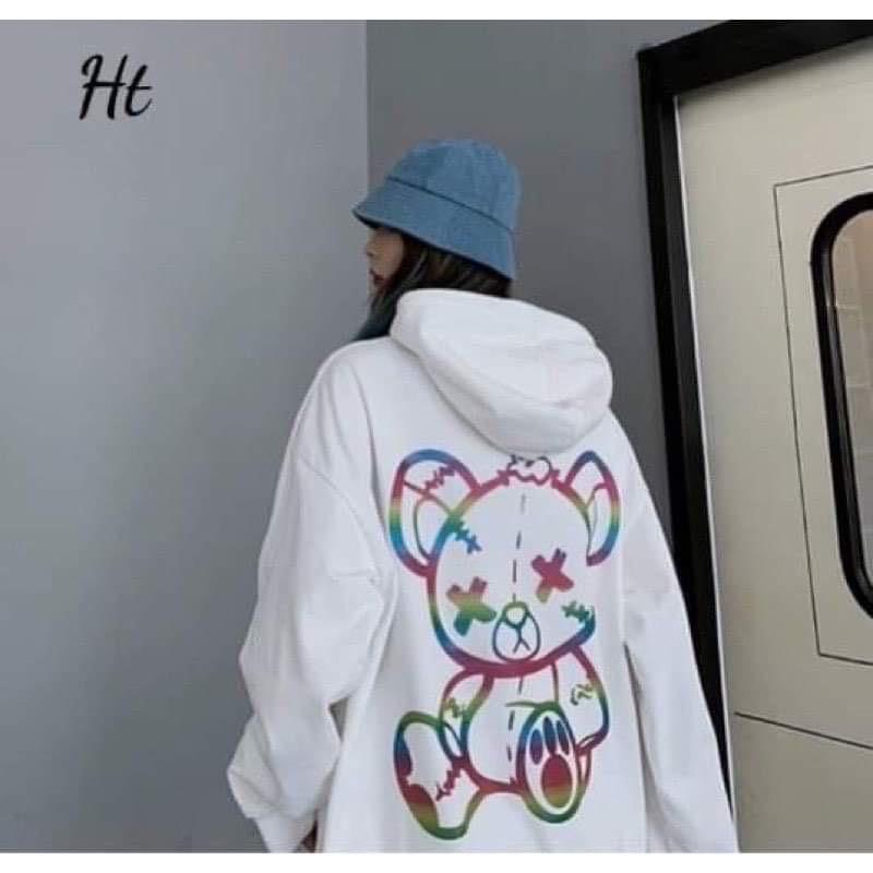 Áo hoodie gấu bông vá XX phản quang H26