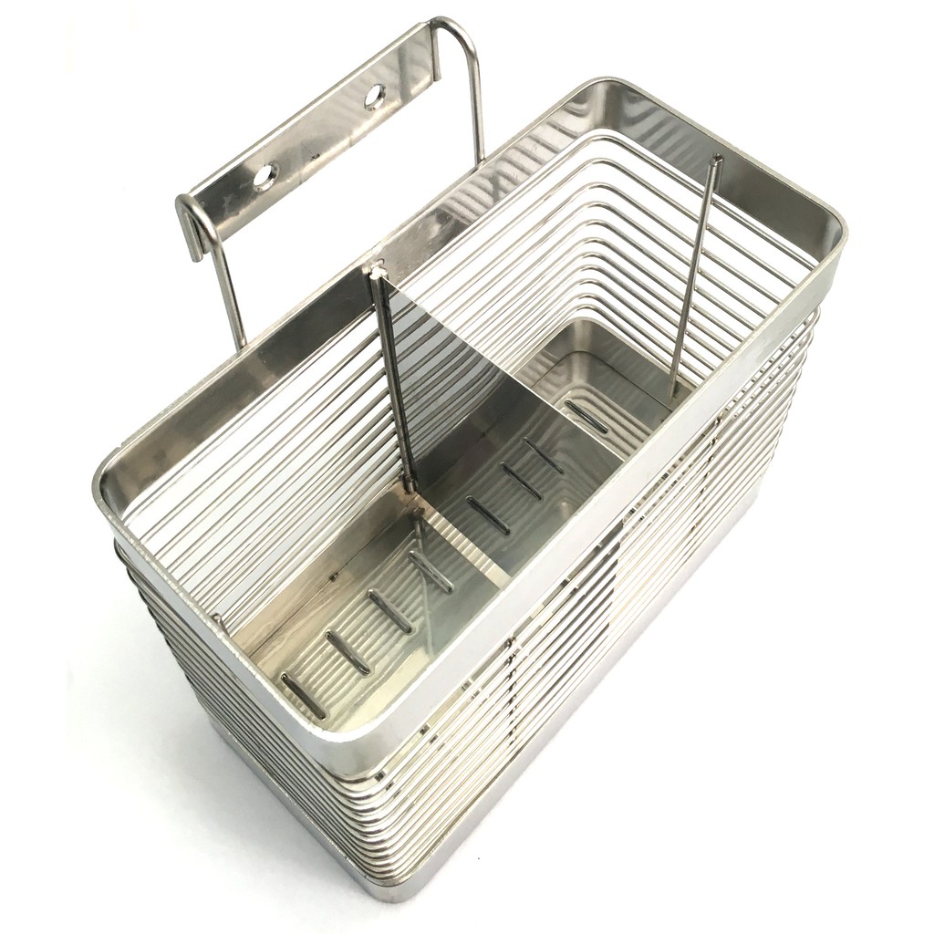 Ống đũa inox 2 ngăn dán tường