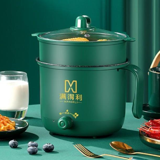 Cao Cấp, Lẩu Nồi Cơm Điện Mini Đa Năng, Ca Nấu Mì Chống Dính 1.8L
