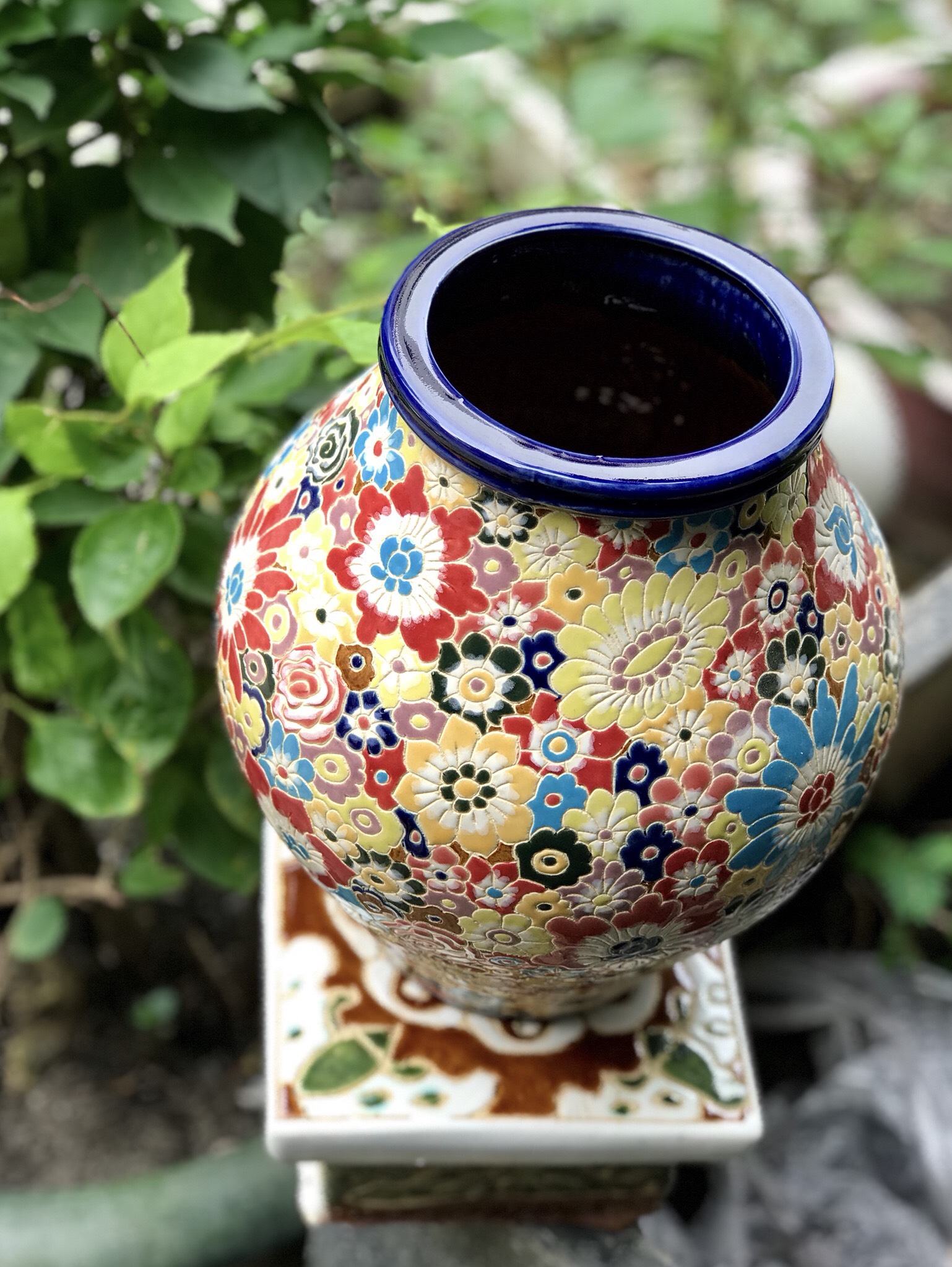 BÌNH HOA BỤNG TRÒN BÁCH HOA GỐM SỨ NAM BỘ