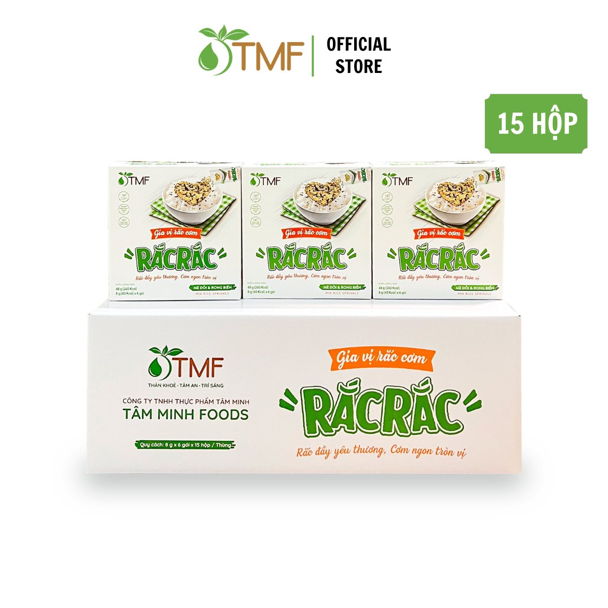 Thùng Gia vị rắc cơm rong biển Rắc Rắc hộp 6 gói cho bé ăn dặm TÂM MINH FOODS