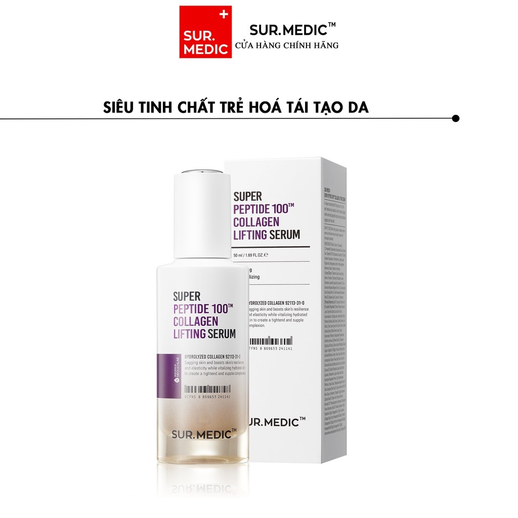 Tinh Chất Trẻ Hoá Da SURMEDIC Super Peptide 100tm Collagen Lifting Serum 50ml