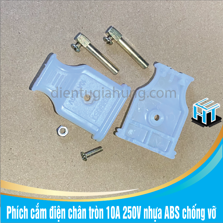 Combo 2 cái Phích cắm điện chân tròn 10A 250V nhựa ABS chống vỡ