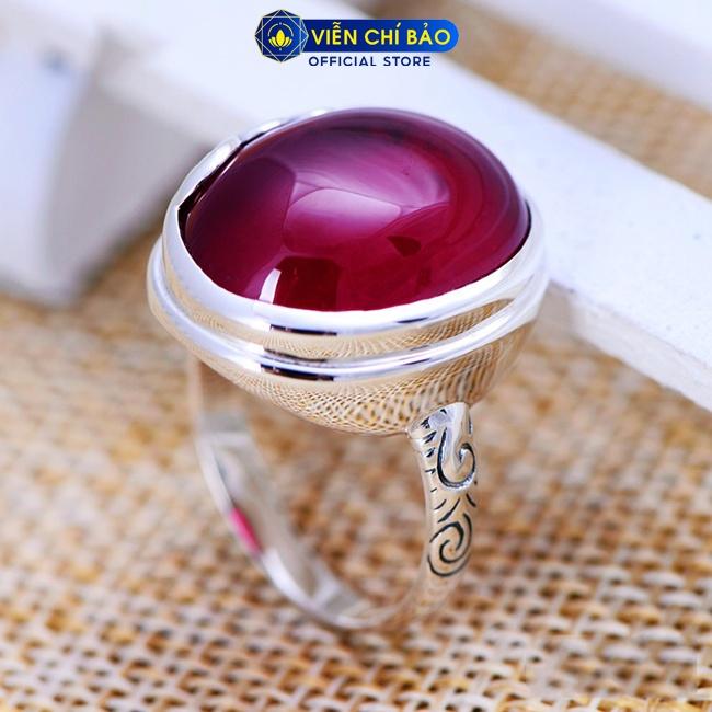 Nhẫn bạc nữ Lông vũ đá Corondum hồng chất liệu bạc Thái 925 thời trang phụ kiện trang sức nữ Viễn Chí Bảo N000474