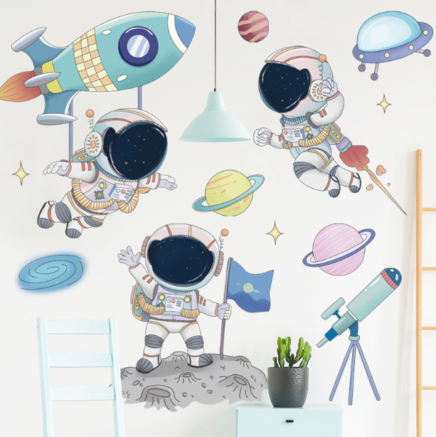 Decal trang trí tường - Những người bạn phi hành gia vui đùa