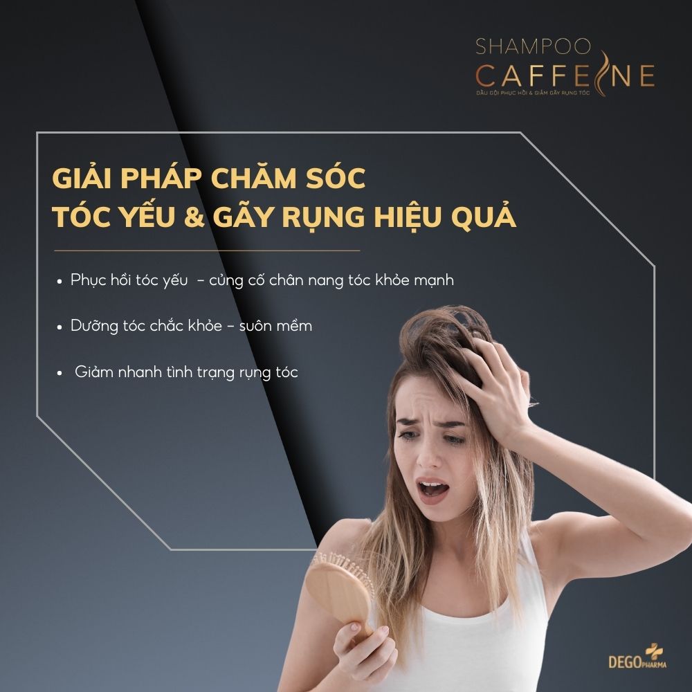 Dầu gội ngăn rụng tóc Caffeine Dego Pharma 300ml - giảm rụng &amp; phục hồi tóc hư tổn, kích mọc tóc, dưỡng tóc mềm mượt