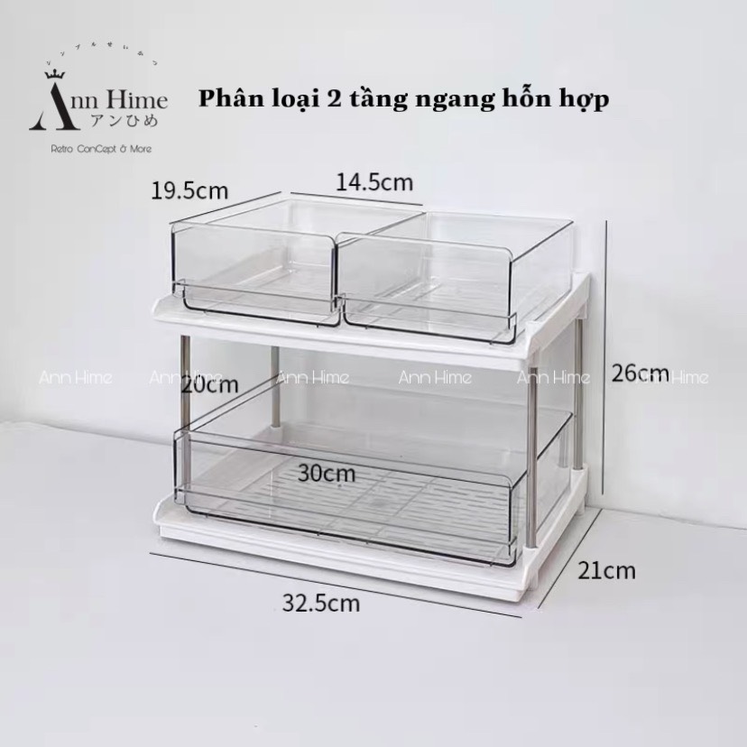 Kệ Đựng Mỹ Phẩm Trong Suốt Để Bàn 2 Tầng Vintage