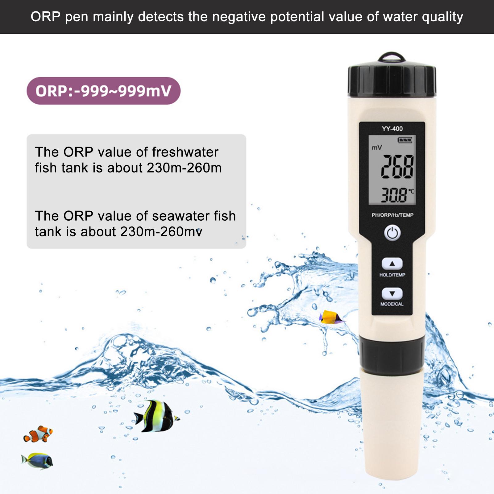 Digital pH Meter 4 in 1 PH ORP H2 Temperature Water Quality Monitor Tester