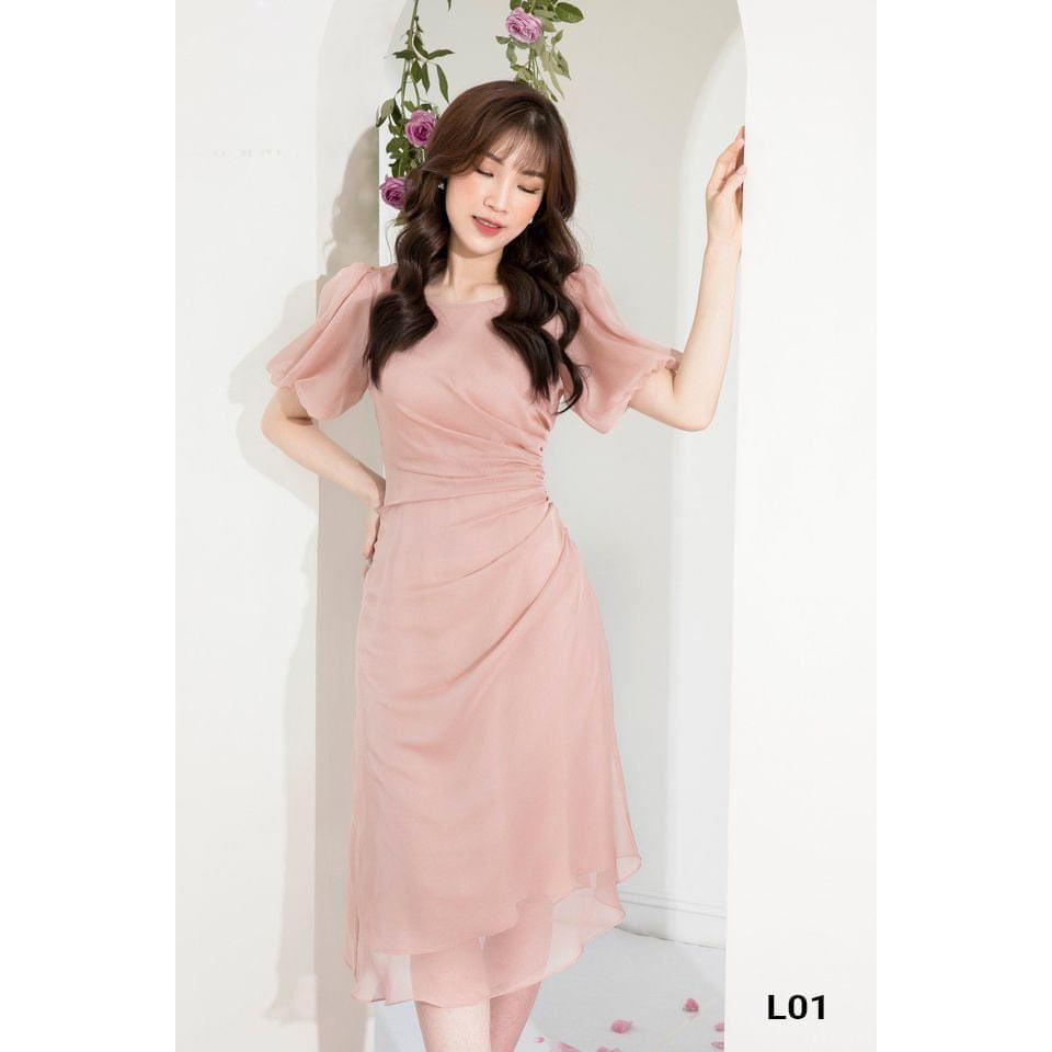 Đầm VÁY NỮ dạo phố dáng suông tay bồng nhẹ nhàng - Yena Dress RE