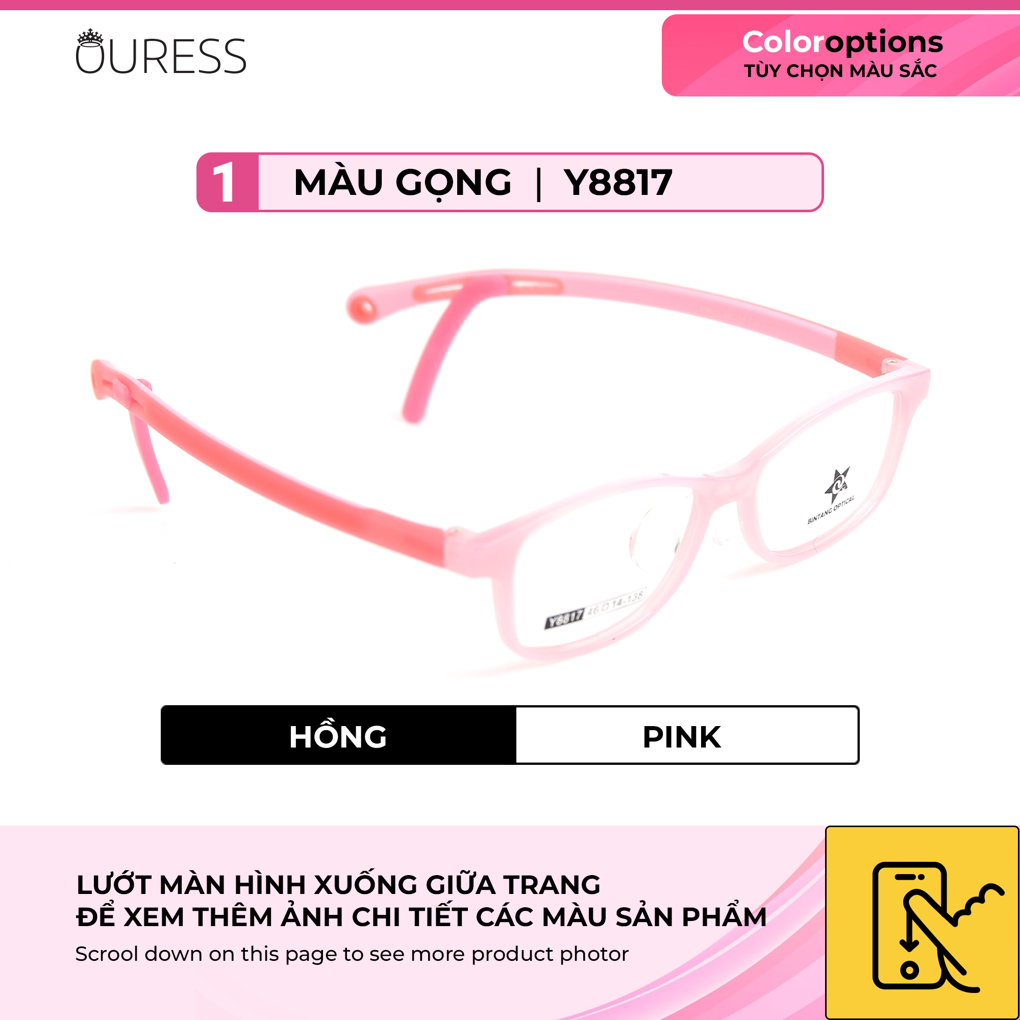 Gọng kính nhựa thời trang unisex siêu nhẹ siêu bền OURESS Y8817