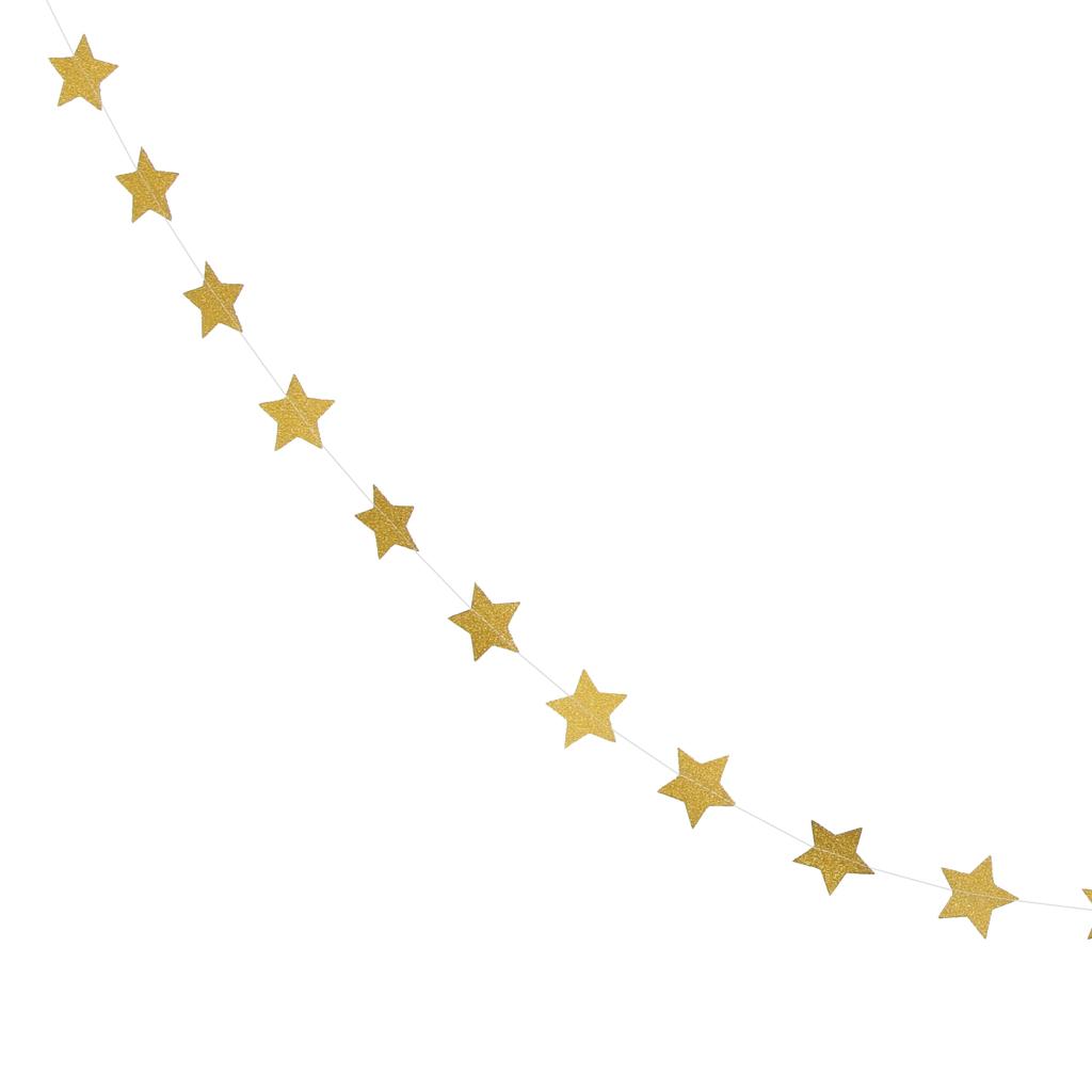 Golden Glitter Star Bunting Banner Garland Party Outdoor Decor