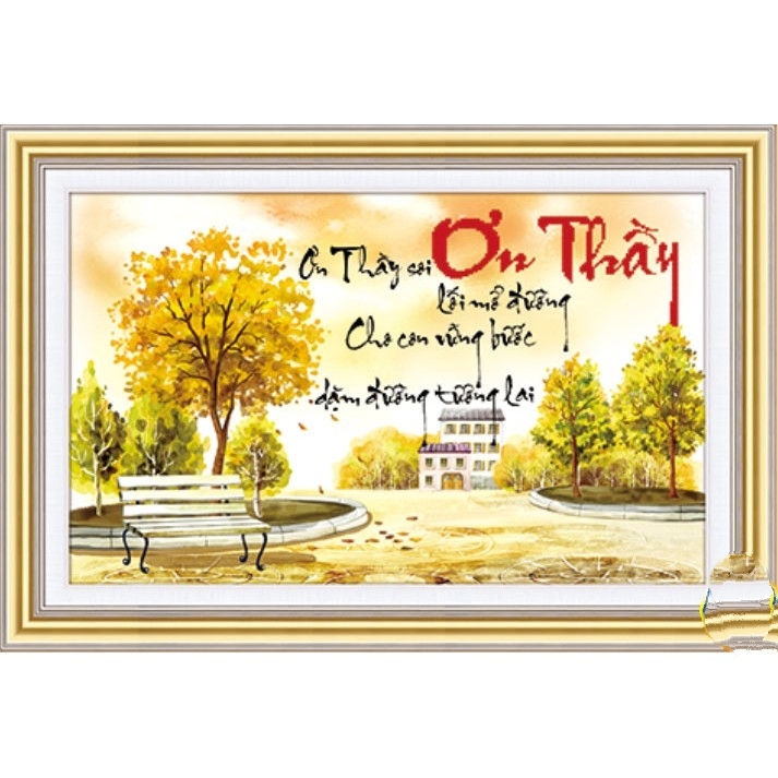 Tranh đính đá Ơn Thầy chưa đính