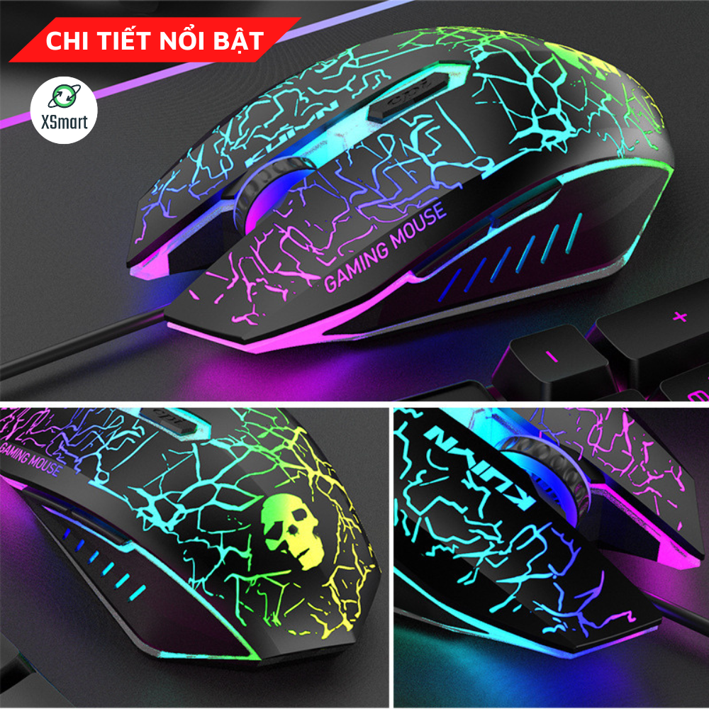 Chuột Máy Tính Gaming Led T66 RGB, 3 Mức Chỉnh DPI Siêu Nhạy Chơi Game, Dùng Văn Phòng Cho Máy Tính, Laptop, PC-HÀNG CHÍNH HÃNG