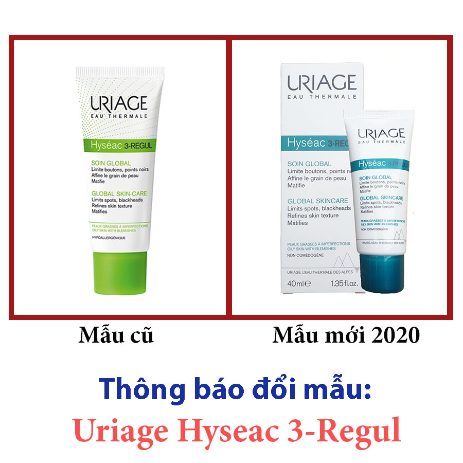 Kem giảm mụn trứng cá, thu nhỏ lỗ chân lông, ngăn ngừa mụn, giảm thâm Uriage Hyseac 3-Regul Global 40ml