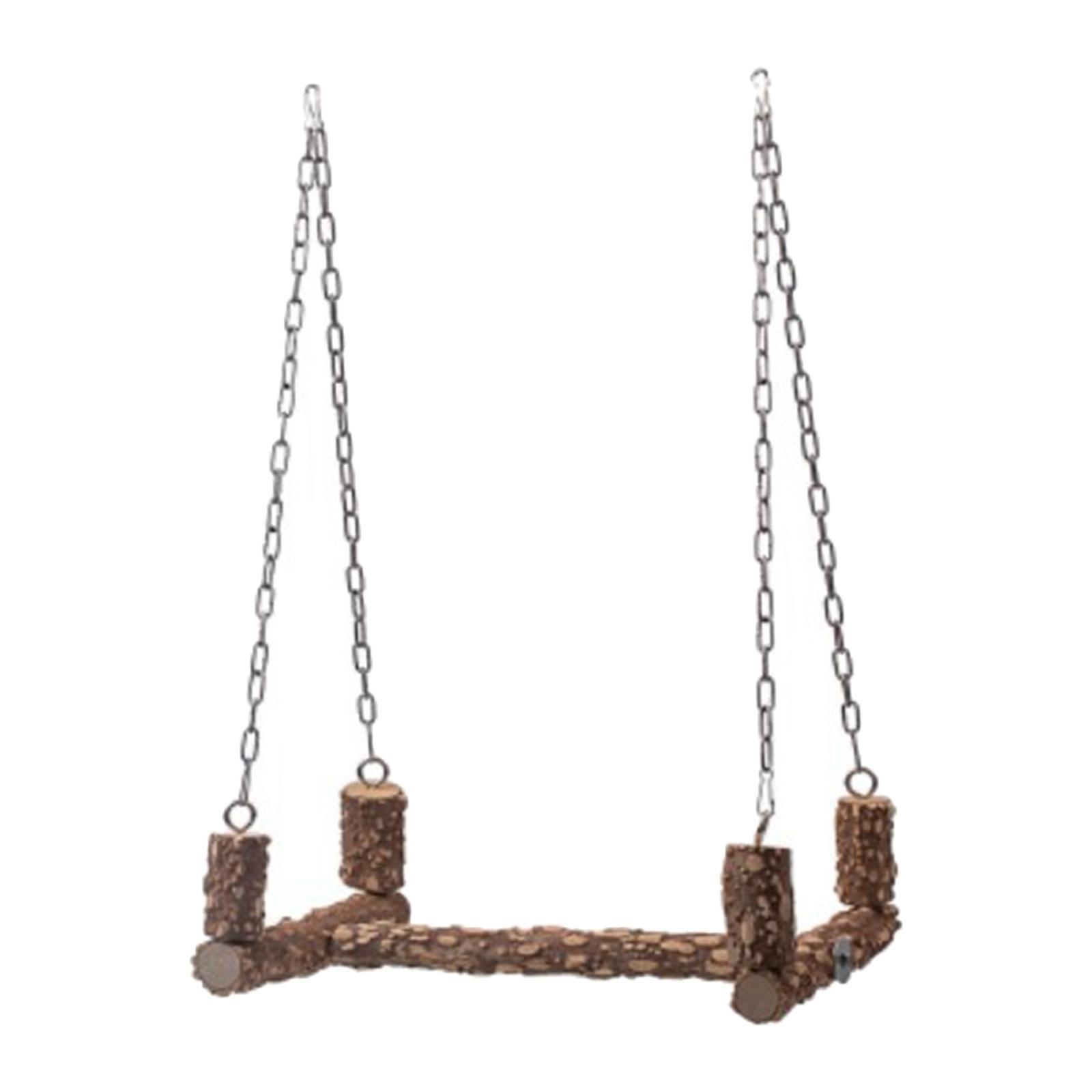 Parrots Wooden Stand Swing Cage Hanging Cockatiels Lovebird Perch Bird Toys