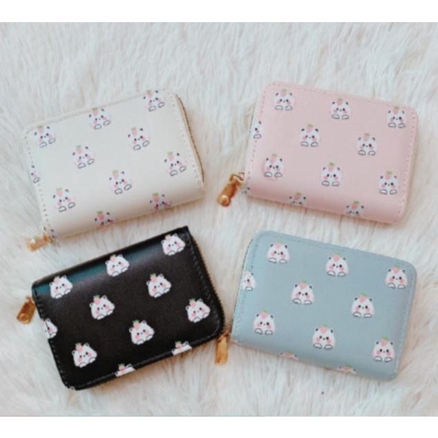 Ví Da Mini Cầm Tay 10 Ngăn Họa Tiết thỏ cà rốt Ngộ Nghĩnh Bóp Nữ Da PU Cute Hot Trend