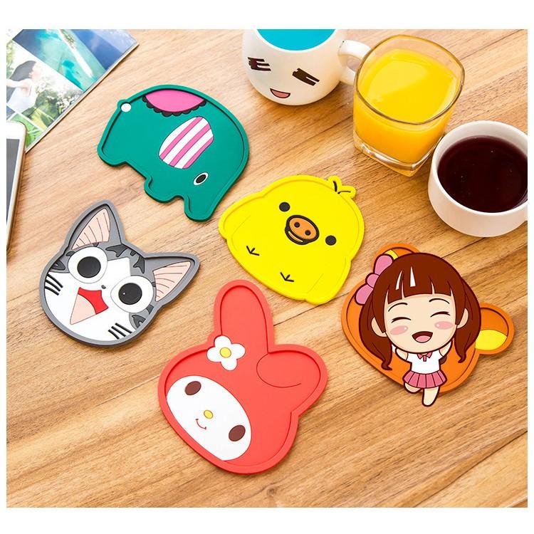 Bộ 10 đế lót ly nhựa dẻo cute