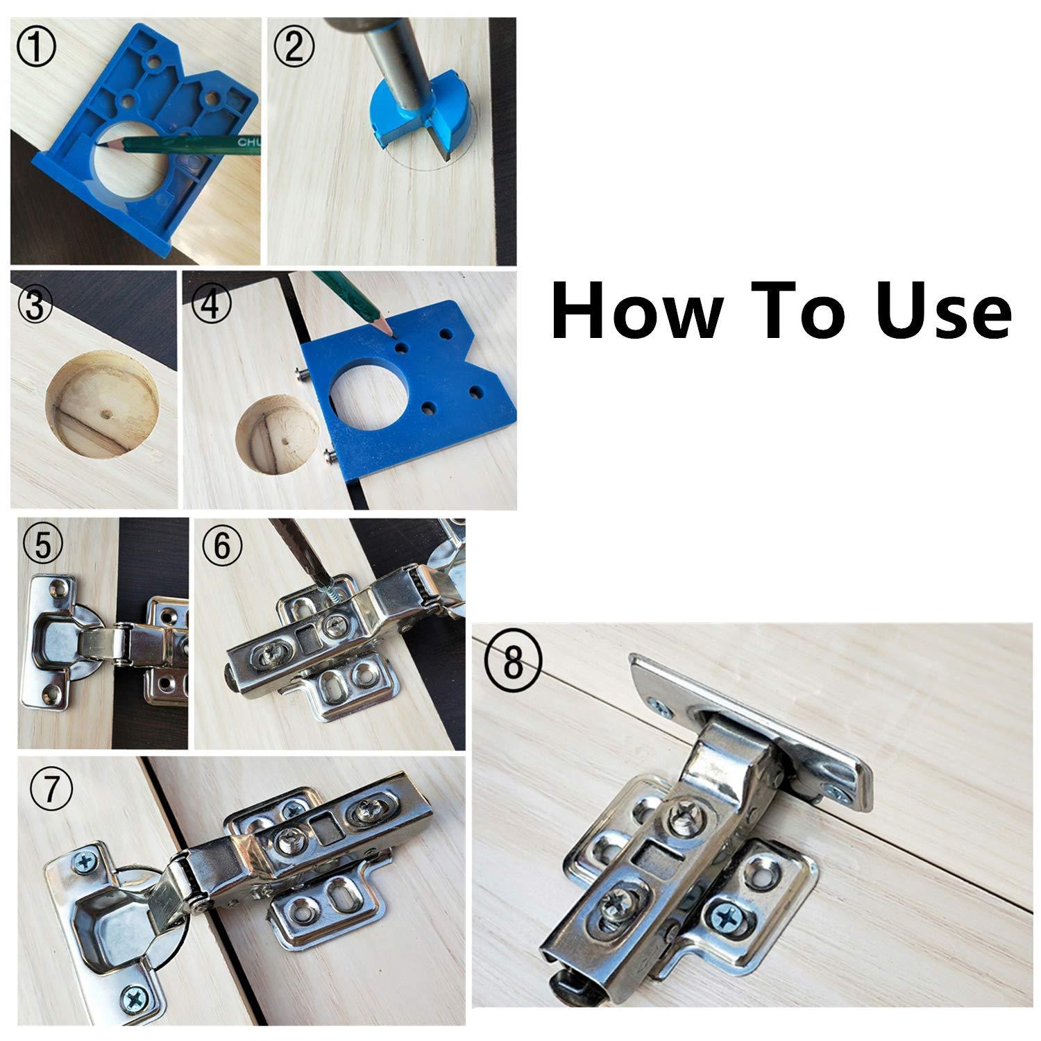Bộ xử lý sự cố 35mm của các ổ đĩa bản lề được ẩn trong các công cụ khoan hướng dẫn khoan cho bản lề tủ quần áo và tấm lắp, cho nghề mộc