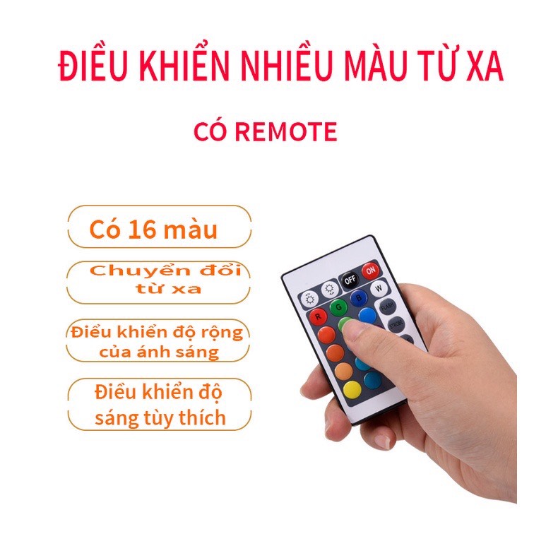 Đèn ngủ Pha Lê 16 màu RGB Trang Trí Phòng Khách, Phòng Ngủ, Phòng Game kèm điều khiển