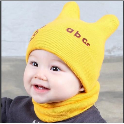 Mũ len abc ( KHÔNG KÈM KHĂN ỐNG )  mẫu cực đẹp cho bé từ 3 đến 18 tháng tuổi